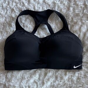 Nike Women's Black Sports Bra with White Swoosh